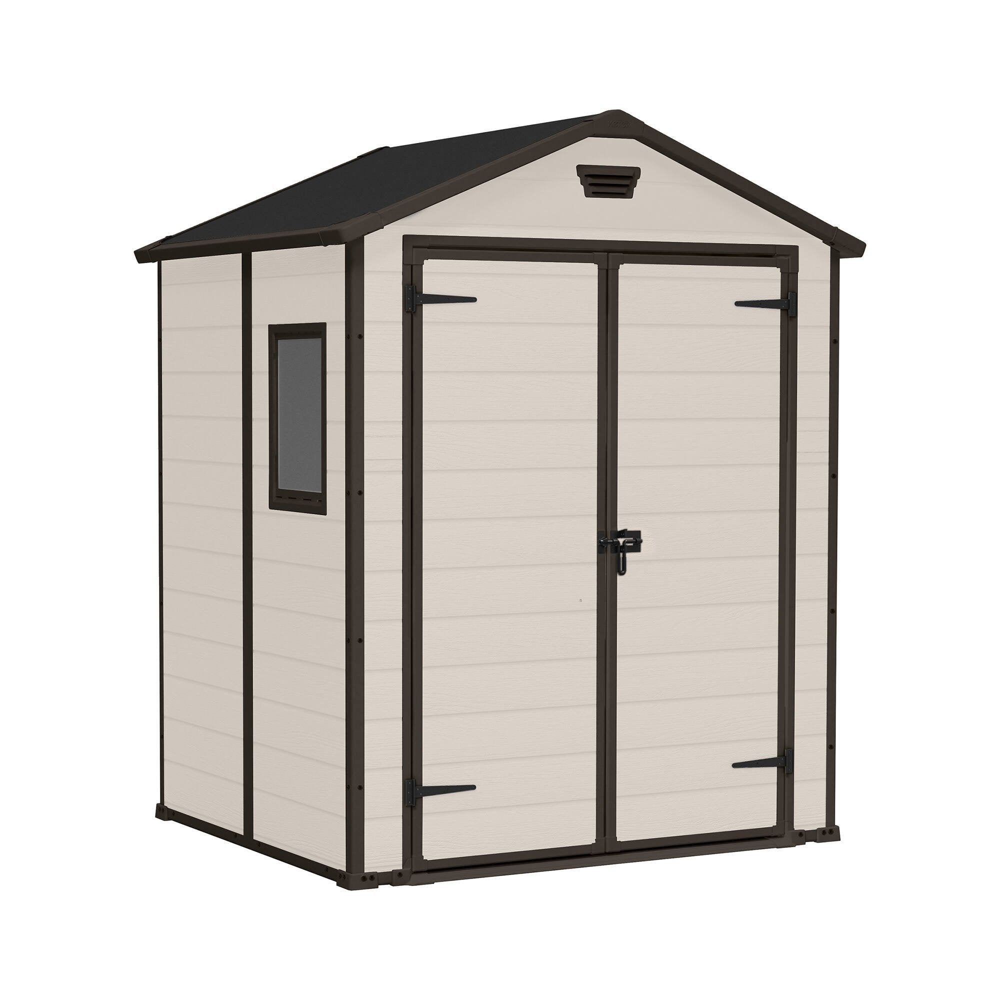 Casetta da giardino Cranbrook, Capanno da esterno, Rimessa da giardino, Ripostiglio per attrezzi, 185x152 h226 cm, Beige