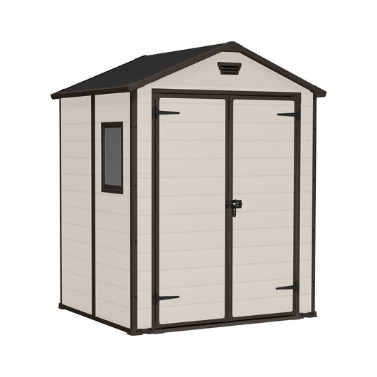 Casetta da giardino Cranbrook, Capanno da esterno, Rimessa da giardino, Ripostiglio per attrezzi, 185x152 h226 cm, Beige