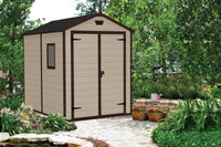 Casetta da giardino Cranbrook, Capanno da esterno, Rimessa da giardino, Ripostiglio per attrezzi, 186x237 h227 cm, Beige