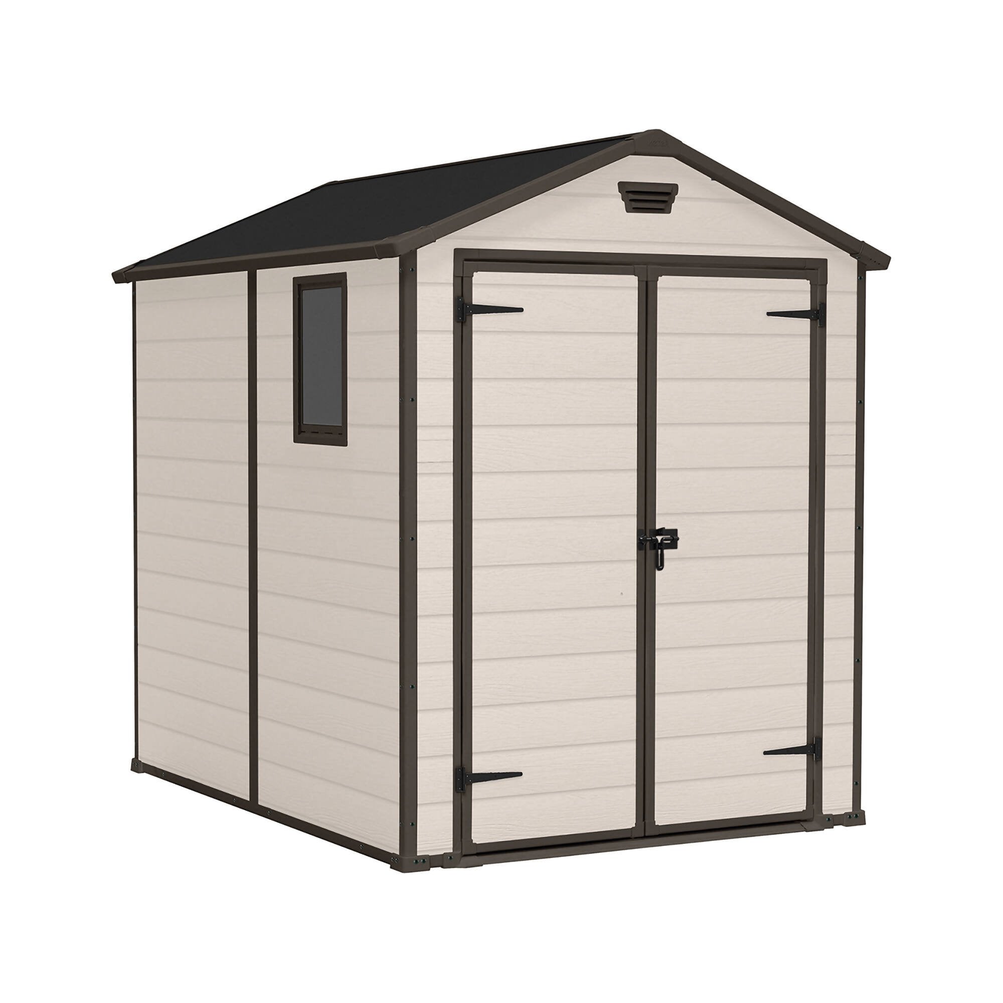 Casetta da giardino Cranbrook, Capanno da esterno, Rimessa da giardino, Ripostiglio per attrezzi, 186x237 h227 cm, Beige