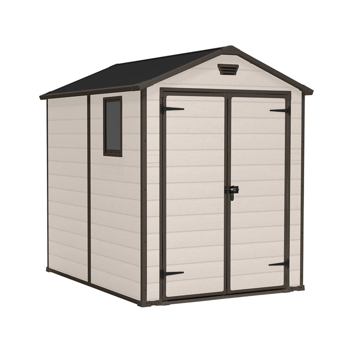 Casetta da giardino Cranbrook, Capanno da esterno, Rimessa da giardino, Ripostiglio per attrezzi, 186x237 h227 cm, Beige