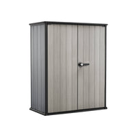 Armadio da esterno Digby, Mobile outdoor, Mobiletto giardino multiuso, Contenitore per balcone o garage, 140x74 h170 cm, Grigio
