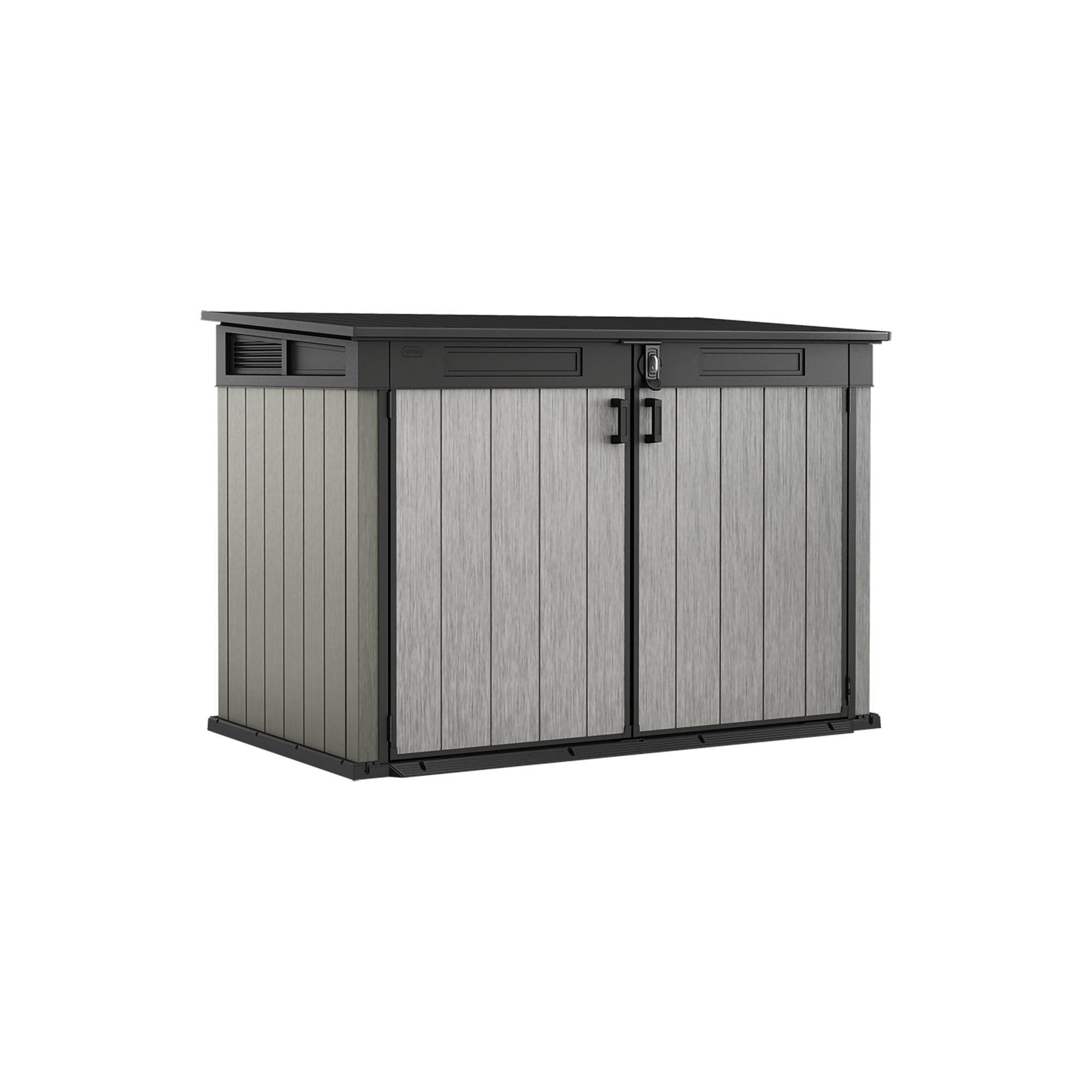 Armadio da esterno Leduc, Mobile outdoor, Mobiletto giardino multiuso, Contenitore per balcone o garage, 191x109 h133 cm, Grigio