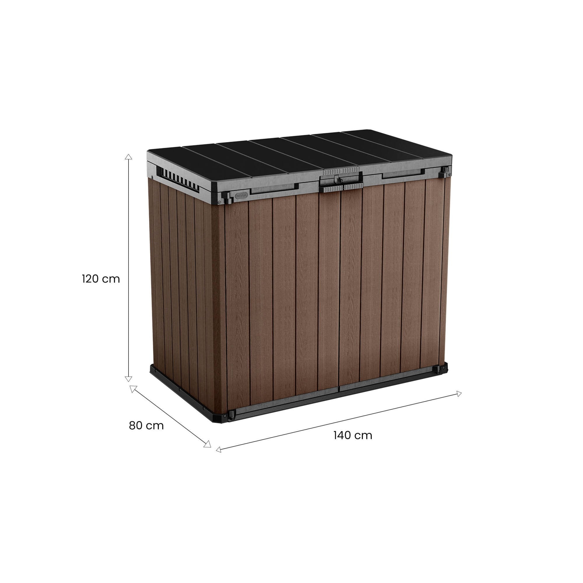Armadio da esterno Napanee, Mobile outdoor, Mobiletto giardino multiuso, Contenitore per balcone o garage, 140x80 h120 cm, Marrone