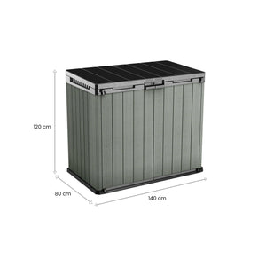 Armadio da esterno Napanee, Mobile outdoor, Mobiletto giardino multiuso, Contenitore per balcone o garage, 140x80 h120 cm, Verde