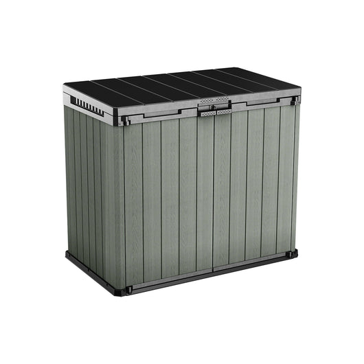 Armadio da esterno Napanee, Mobile outdoor, Mobiletto giardino multiuso, Contenitore per balcone o garage, 140x80 h120 cm, Verde