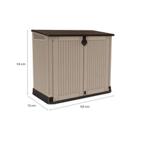 Armadio da esterno Gander, Mobile outdoor, Mobiletto giardino multiuso, Contenitore per balcone o garage, 132x72 h114 cm, Beige