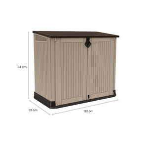 Armadio da esterno Gander, Mobile outdoor, Mobiletto giardino multiuso, Contenitore per balcone o garage, 132x72 h114 cm, Beige