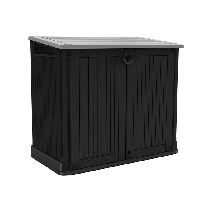Armadio da esterno Gander, Mobile outdoor, Mobiletto giardino multiuso, Contenitore per balcone o garage, 132x72 h114 cm, Nero
