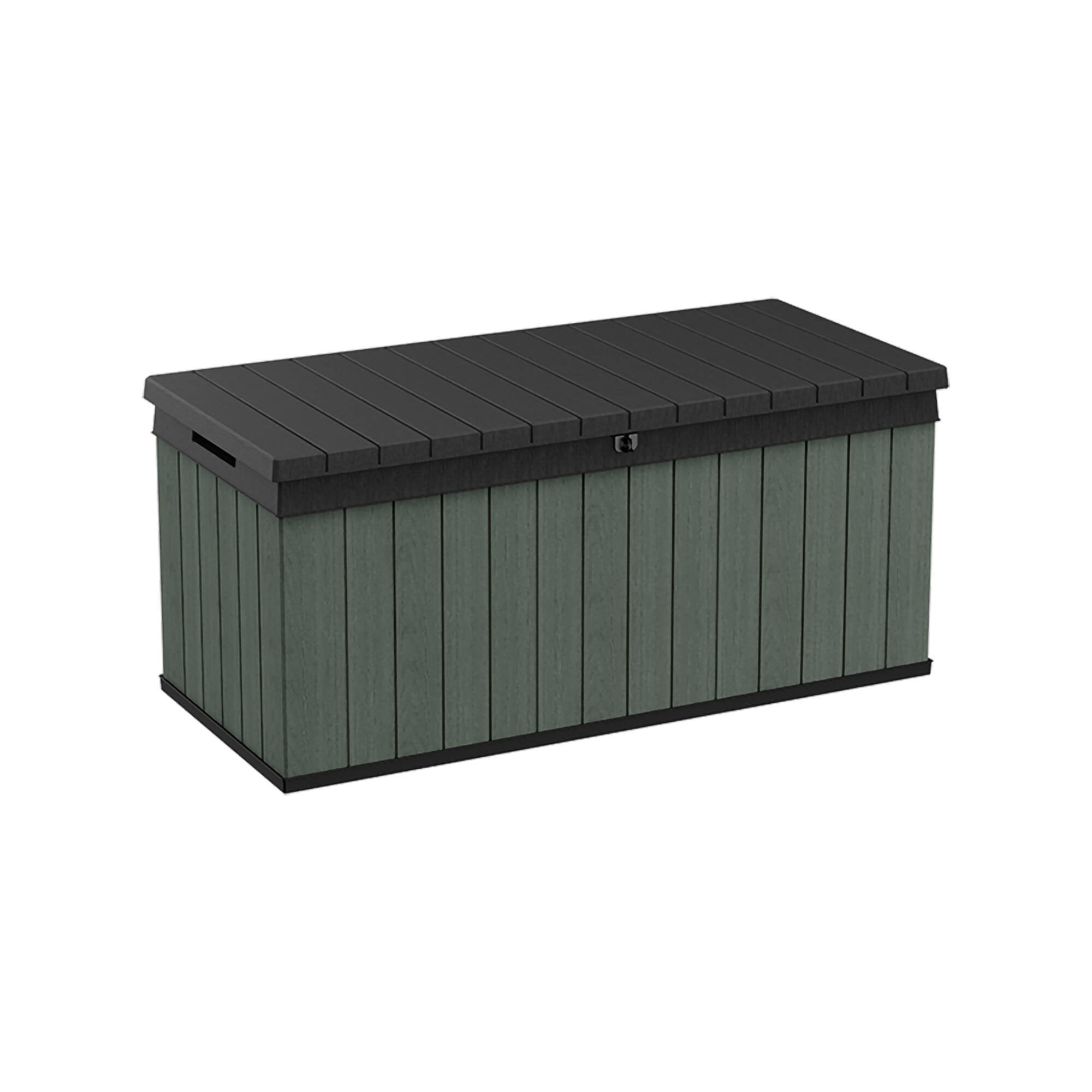 Cassapanca outdoor Montmagny, Baule da giardino, Contenitore da esterno, Panchina contenitore da esterno, 143x65 h64 cm, Verde