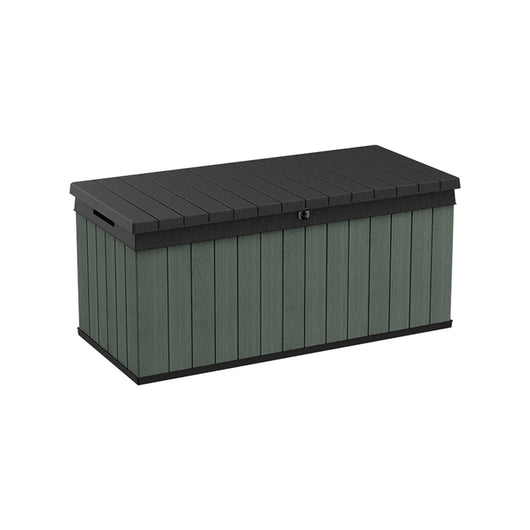 Cassapanca outdoor Montmagny, Baule da giardino, Contenitore da esterno, Panchina contenitore da esterno, 143x65 h64 cm, Verde