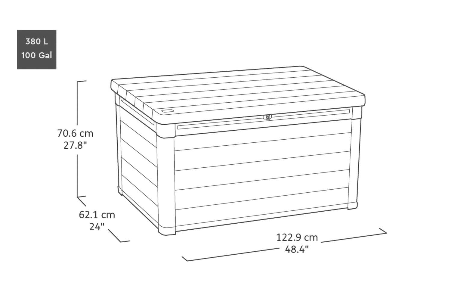 Cassapanca outdoor Ajax, Baule da giardino, Contenitore da esterno, Panchina contenitore da esterno, 123x62 h71 cm, Antracite