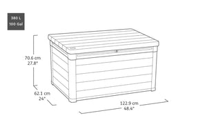 Cassapanca outdoor Ajax, Baule da giardino, Contenitore da esterno, Panchina contenitore da esterno, 123x62 h71 cm, Antracite