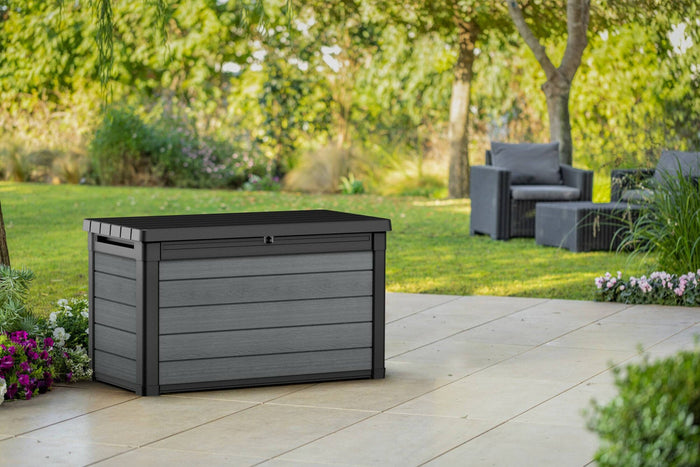 Cassapanca outdoor Ajax, Baule da giardino, Contenitore da esterno, Panchina contenitore da esterno, 123x62 h71 cm, Antracite
