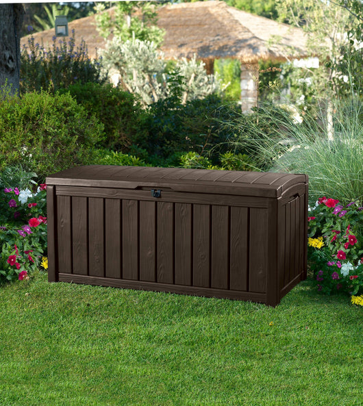 Cassapanca outdoor Sorel, Baule da giardino, Contenitore da esterno, Panchina contenitore da esterno, 128x65 h61 cm, Marrone