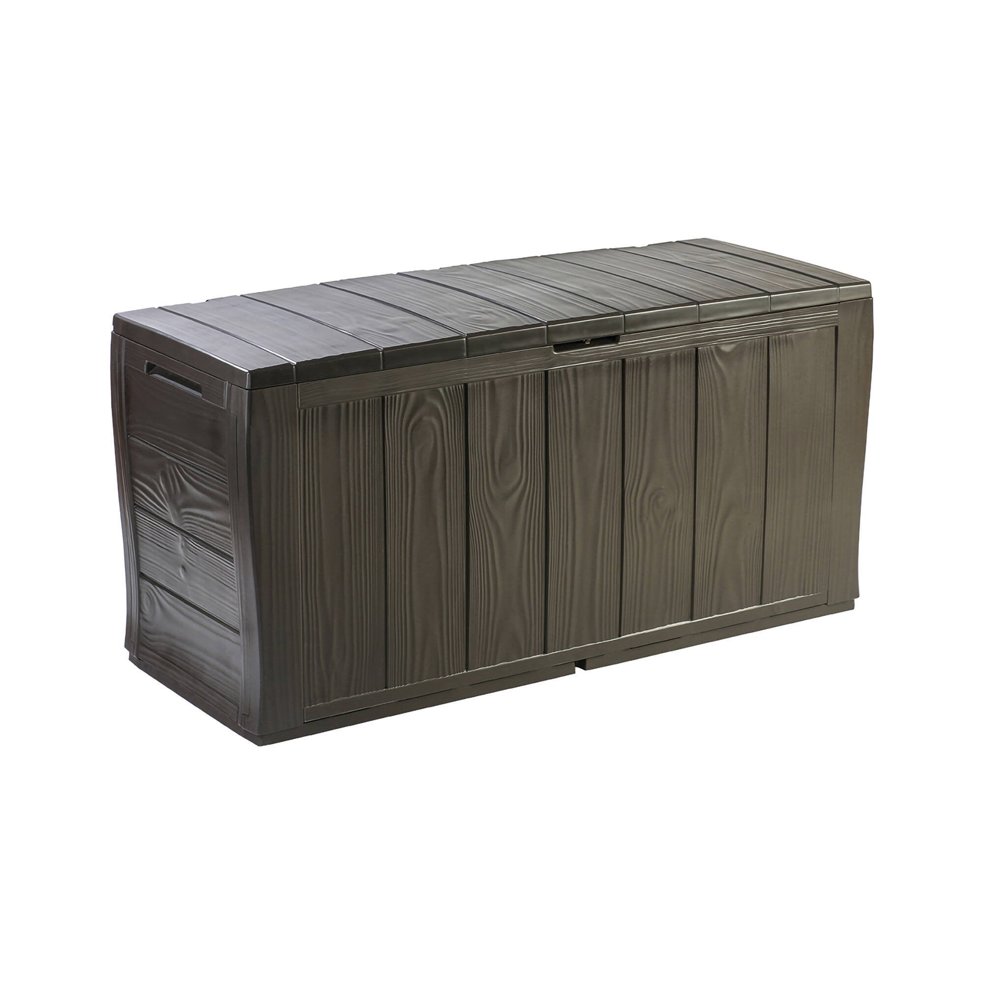 Cassapanca outdoor Airdrie, Baule da giardino, Contenitore da esterno, Panchina contenitore da esterno, 117x45 h58 cm, Marrone