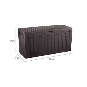 Cassapanca outdoor Gatineau, Baule da giardino, Contenitore da esterno, Panchina contenitore da esterno, 117x45 h57 cm, Marrone