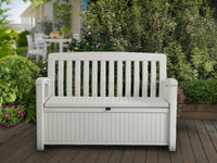Cassapanca outdoor Goderich, Baule da giardino, Contenitore da esterno, Panchina contenitore da esterno, 133x61 h89 cm, Bianco