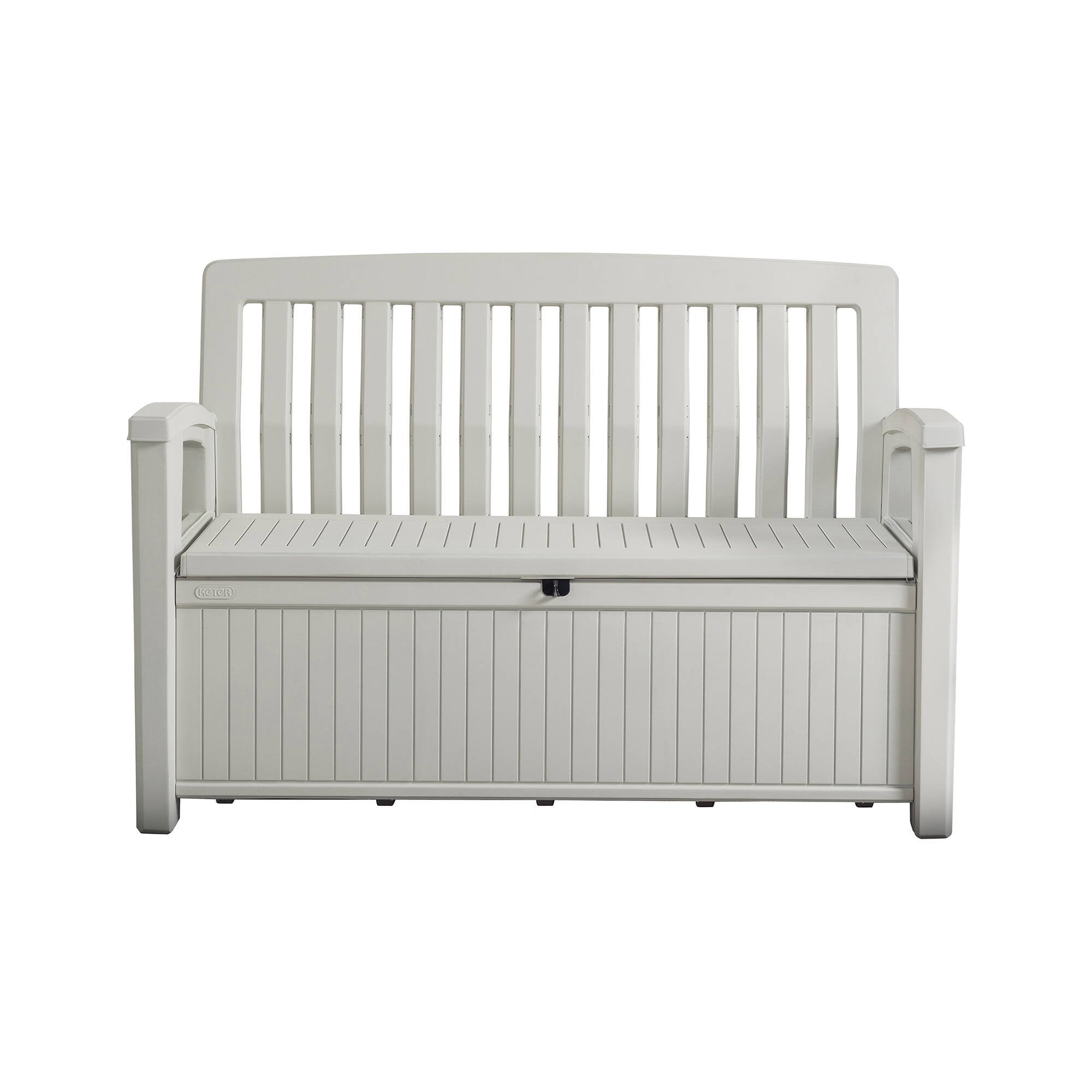 Cassapanca outdoor Goderich, Baule da giardino, Contenitore da esterno, Panchina contenitore da esterno, 133x61 h89 cm, Bianco