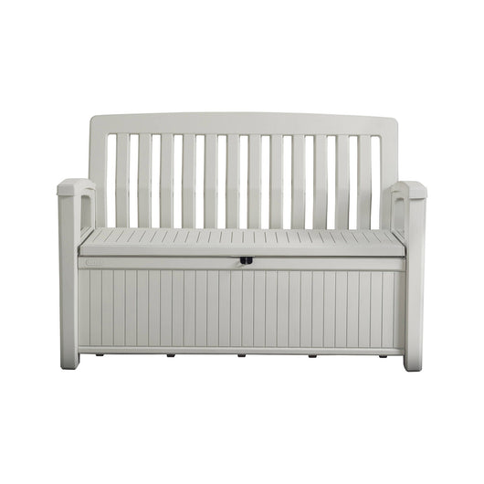 Cassapanca outdoor Goderich, Baule da giardino, Contenitore da esterno, Panchina contenitore da esterno, 133x61 h89 cm, Bianco