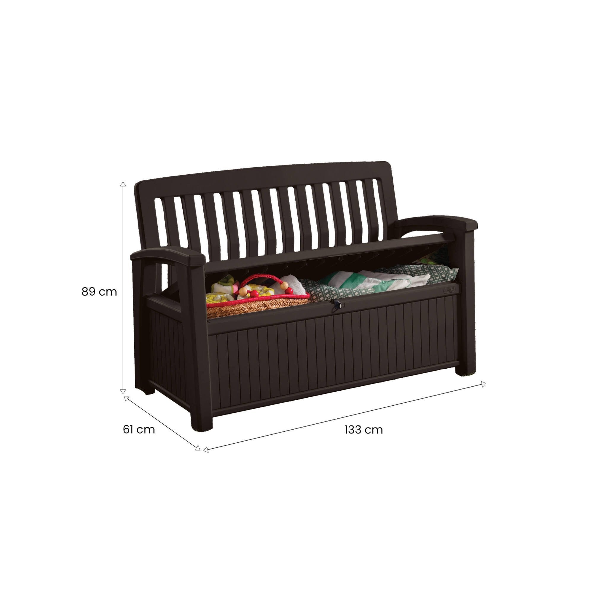 Cassapanca outdoor Goderich, Baule da giardino, Contenitore da esterno, Panchina contenitore da esterno, 133x61 h89 cm, Antracite