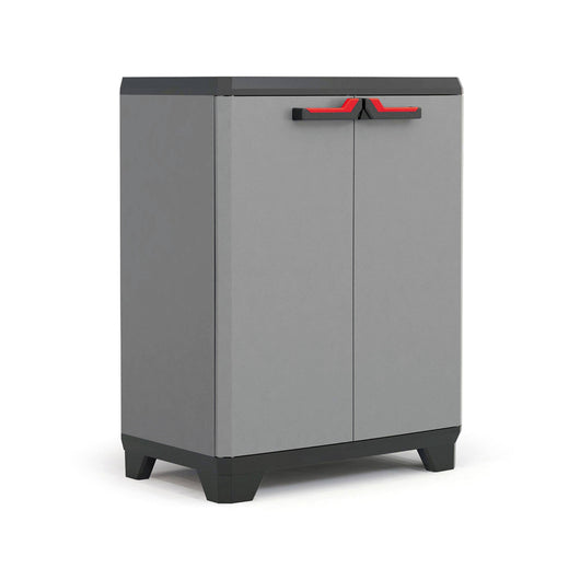 Armadio da esterno Cochrane, Mobile outdoor, Mobiletto giardino multiuso, Contenitore per balcone o garage, Made in Italy, 68x39 h90 cm, Grigio