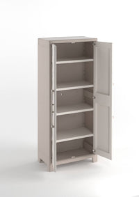 Armadio da esterno Grimsby, Mobile outdoor, Mobiletto giardino multiuso, Contenitore per balcone o garage, Made in Italy, 80x44 h182 cm, Sabbia