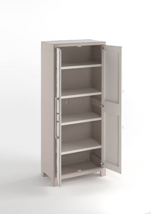 Armadio da esterno Grimsby, Mobile outdoor, Mobiletto giardino multiuso, Contenitore per balcone o garage, Made in Italy, 80x44 h182 cm, Sabbia