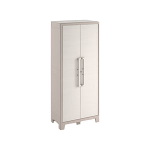 Armadio da esterno Grimsby, Mobile outdoor, Mobiletto giardino multiuso, Contenitore per balcone o garage, Made in Italy, 80x44 h182 cm, Sabbia