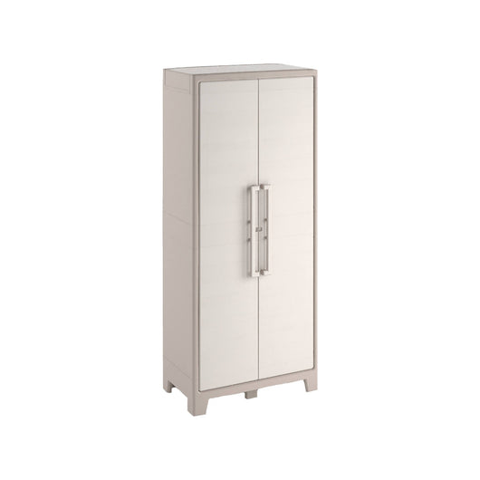 Armadio da esterno Grimsby, Mobile outdoor, Mobiletto giardino multiuso, Contenitore per balcone o garage, Made in Italy, 80x44 h182 cm, Sabbia