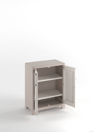 Armadio da esterno Grimsby, Mobile outdoor, Mobiletto giardino multiuso, Contenitore per balcone o garage, Made in Italy, 80x44 h100 cm, Sabbia