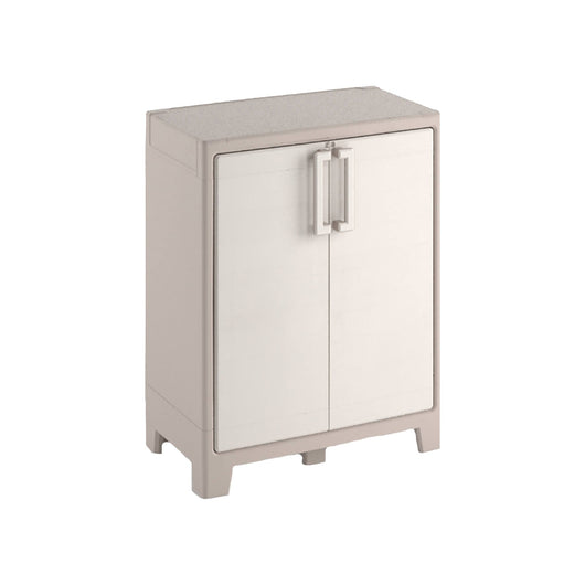 Armadio da esterno Grimsby, Mobile outdoor, Mobiletto giardino multiuso, Contenitore per balcone o garage, Made in Italy, 80x44 h100 cm, Sabbia