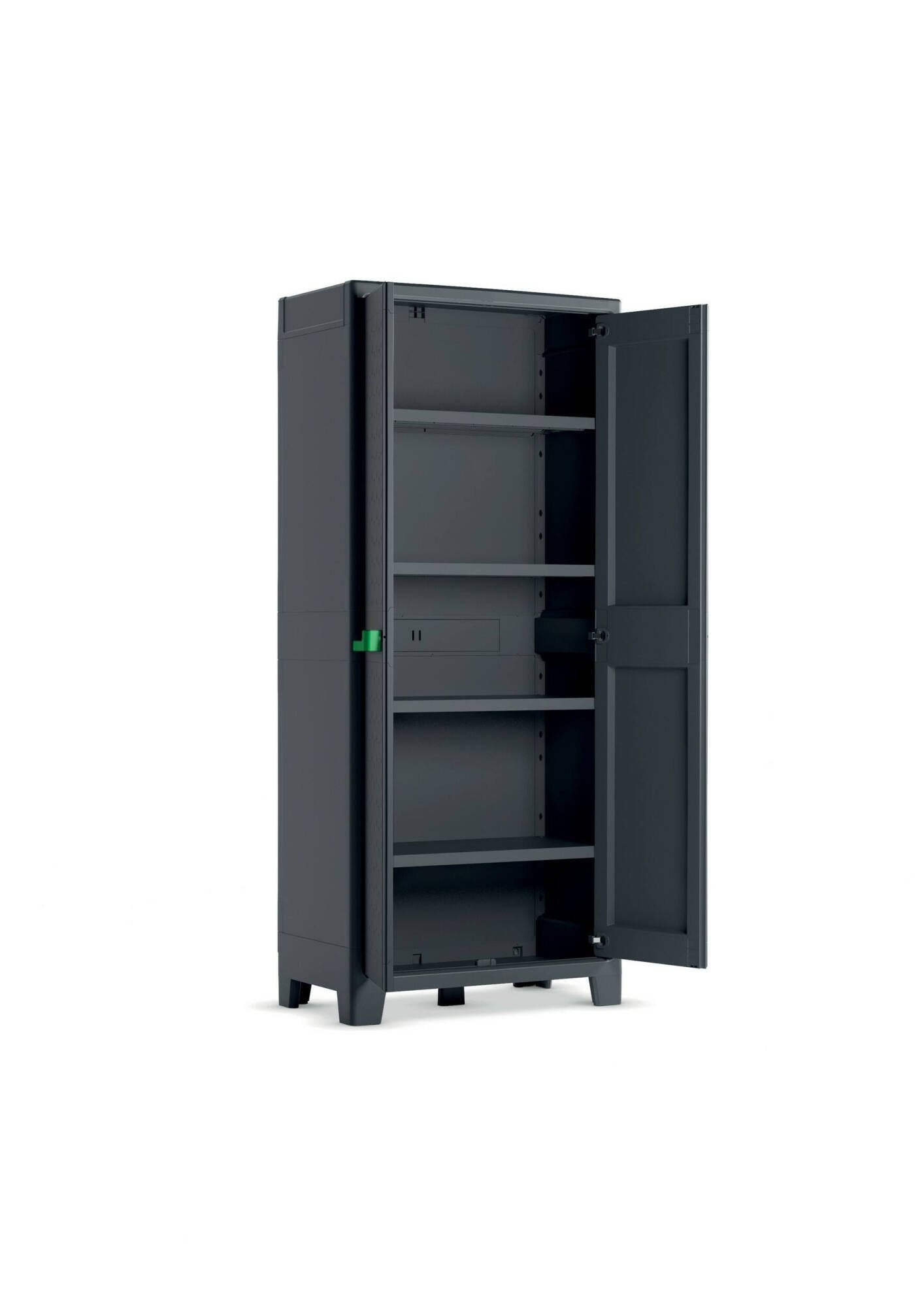 Armadio da esterno Markham, Mobile outdoor, Mobiletto giardino multiuso, Contenitore per balcone o garage, Made in Italy, 80x44 h182 cm, Grigio