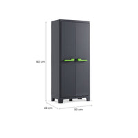 Armadio da esterno Markham, Mobile outdoor, Mobiletto giardino multiuso, Contenitore per balcone o garage, Made in Italy, 80x44 h182 cm, Grigio