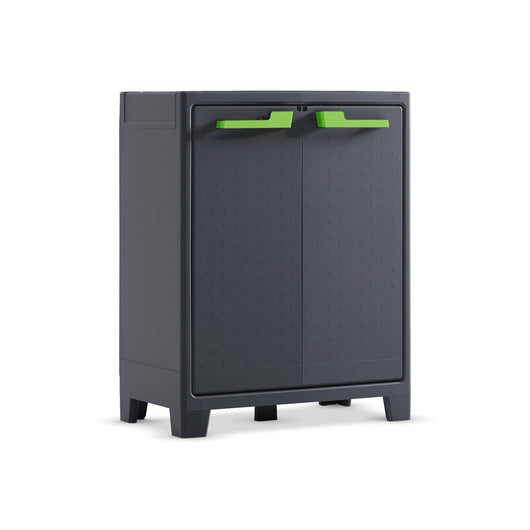 Armadio da esterno Markham, Mobile outdoor, Mobiletto giardino multiuso, Contenitore per balcone o garage, Made in Italy, 80x44 h100 cm, Grigio