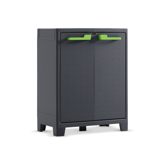 Armadio da esterno Markham, Mobile outdoor, Mobiletto giardino multiuso, Contenitore per balcone o garage, Made in Italy, 80x44 h100 cm, Grigio