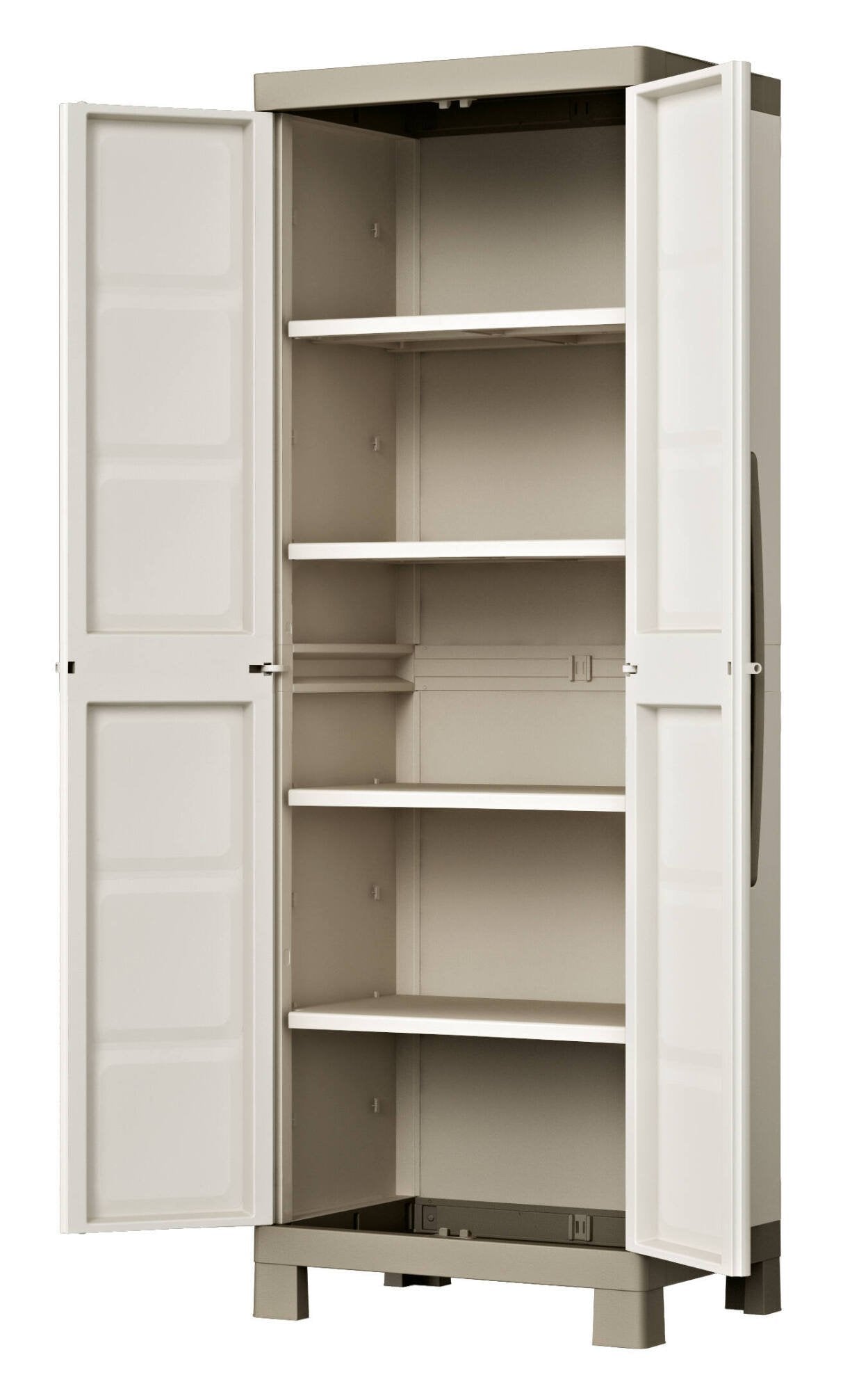 Armadio da esterno Strathmore, Mobile outdoor, Mobiletto giardino multiuso, Contenitore per balcone o garage, Made in Italy, 65x45 h182 cm, Sabbia