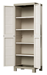 Armadio da esterno Strathmore, Mobile outdoor, Mobiletto giardino multiuso, Contenitore per balcone o garage, Made in Italy, 65x45 h182 cm, Sabbia