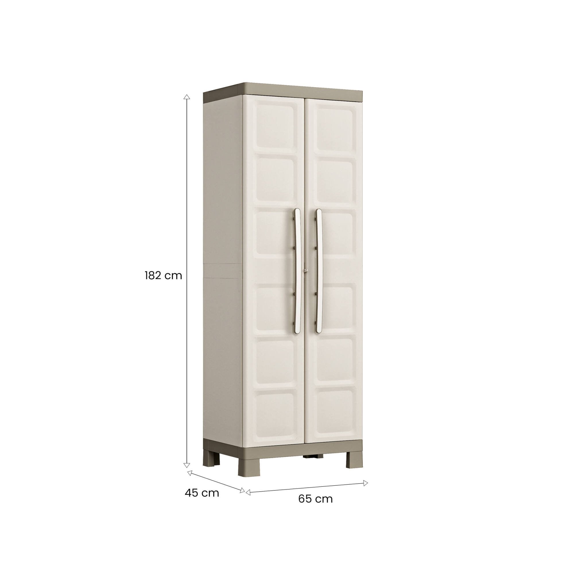 Armadio da esterno Strathmore, Mobile outdoor, Mobiletto giardino multiuso, Contenitore per balcone o garage, Made in Italy, 65x45 h182 cm, Sabbia