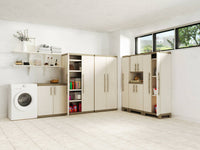 Armadio da esterno Strathmore, Mobile outdoor, Mobiletto giardino multiuso, Contenitore per balcone o garage, Made in Italy, 65x45 h182 cm, Sabbia