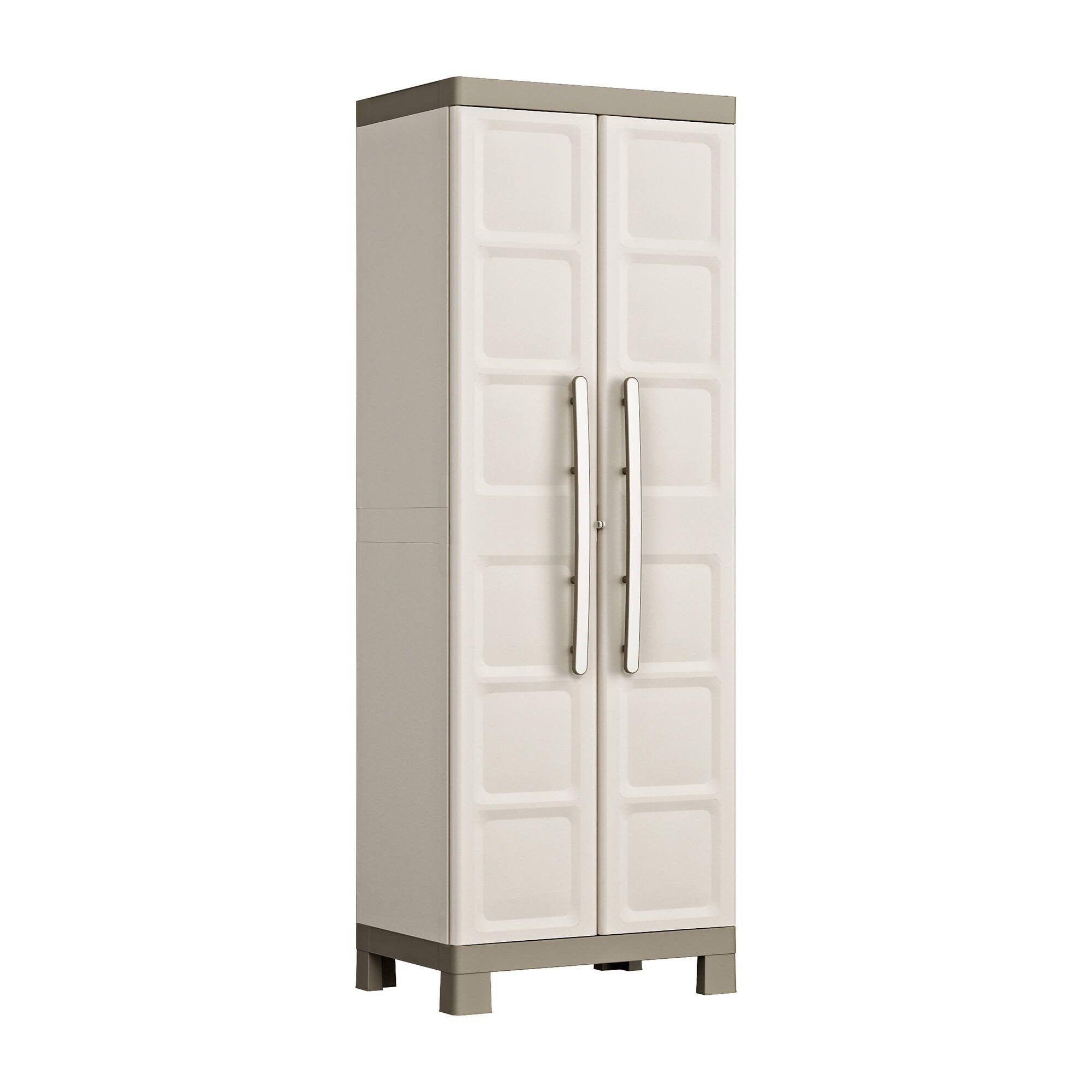 Armadio da esterno Strathmore, Mobile outdoor, Mobiletto giardino multiuso, Contenitore per balcone o garage, Made in Italy, 65x45 h182 cm, Sabbia