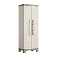 Armadio da esterno Strathmore, Mobile outdoor, Mobiletto giardino multiuso, Contenitore per balcone o garage, Made in Italy, 65x45 h182 cm, Sabbia