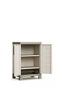 Armadio da esterno Strathmore, Mobile outdoor, Mobiletto giardino multiuso, Contenitore per balcone o garage, Made in Italy, 65x45 h97 cm, Sabbia