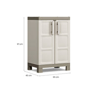 Armadio da esterno Strathmore, Mobile outdoor, Mobiletto giardino multiuso, Contenitore per balcone o garage, Made in Italy, 65x45 h97 cm, Sabbia