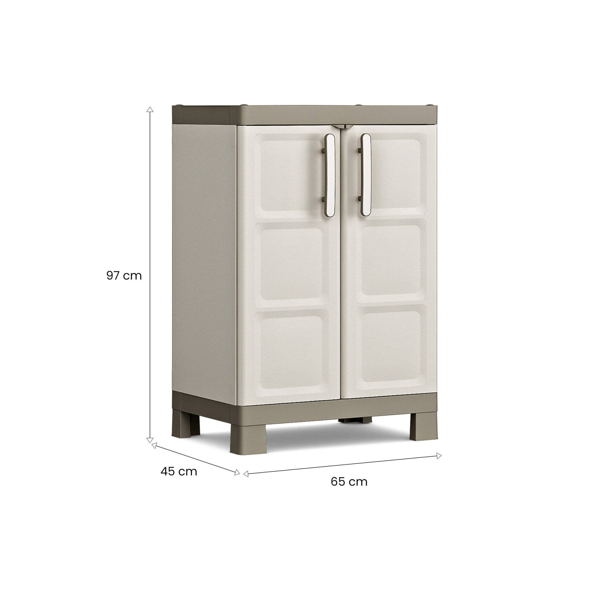 Armadio da esterno Strathmore, Mobile outdoor, Mobiletto giardino multiuso, Contenitore per balcone o garage, Made in Italy, 65x45 h97 cm, Sabbia