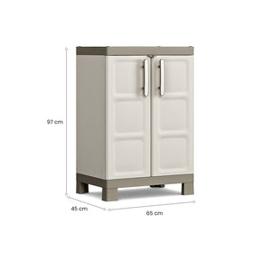 Armadio da esterno Strathmore, Mobile outdoor, Mobiletto giardino multiuso, Contenitore per balcone o garage, Made in Italy, 65x45 h97 cm, Sabbia