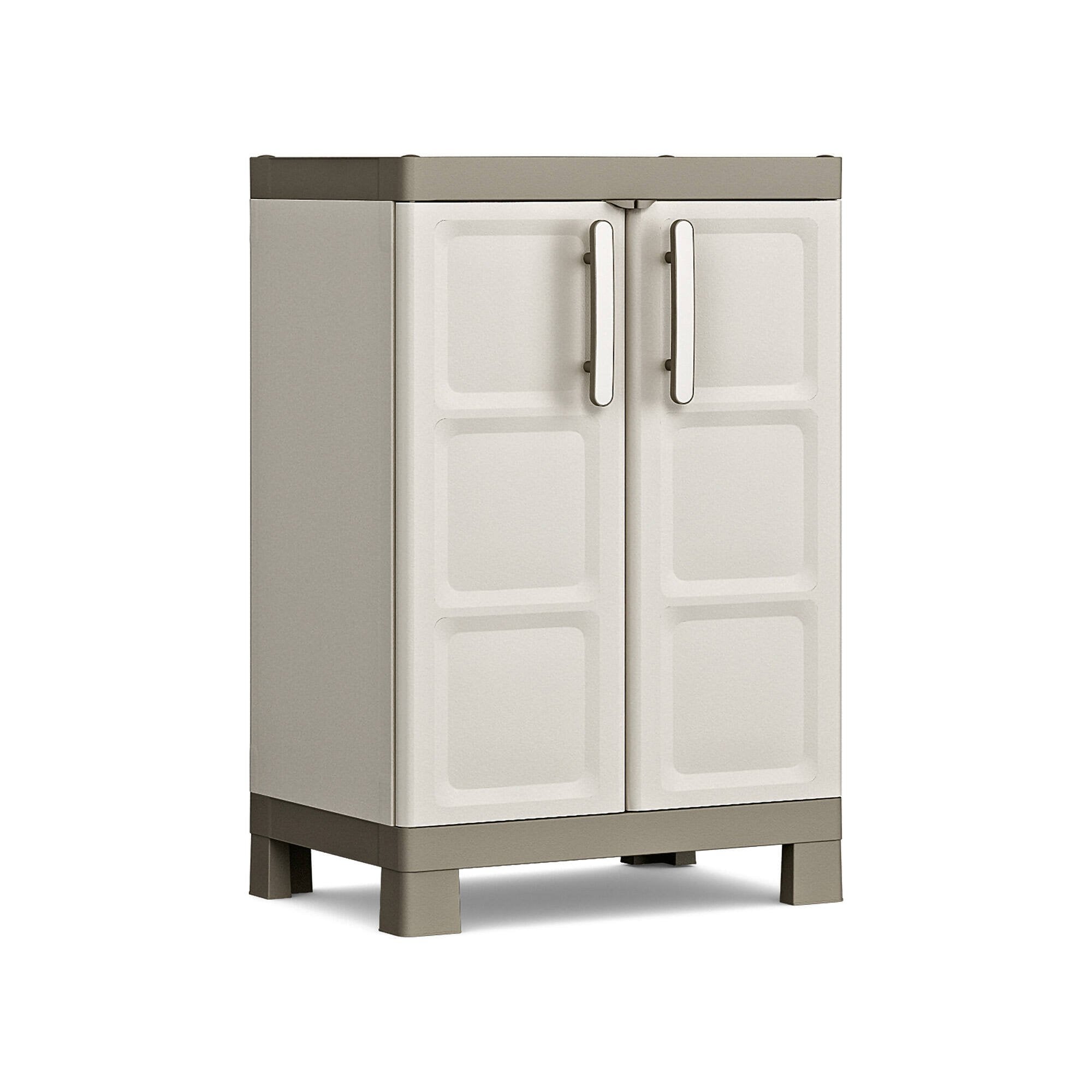 Armadio da esterno Strathmore, Mobile outdoor, Mobiletto giardino multiuso, Contenitore per balcone o garage, Made in Italy, 65x45 h97 cm, Sabbia