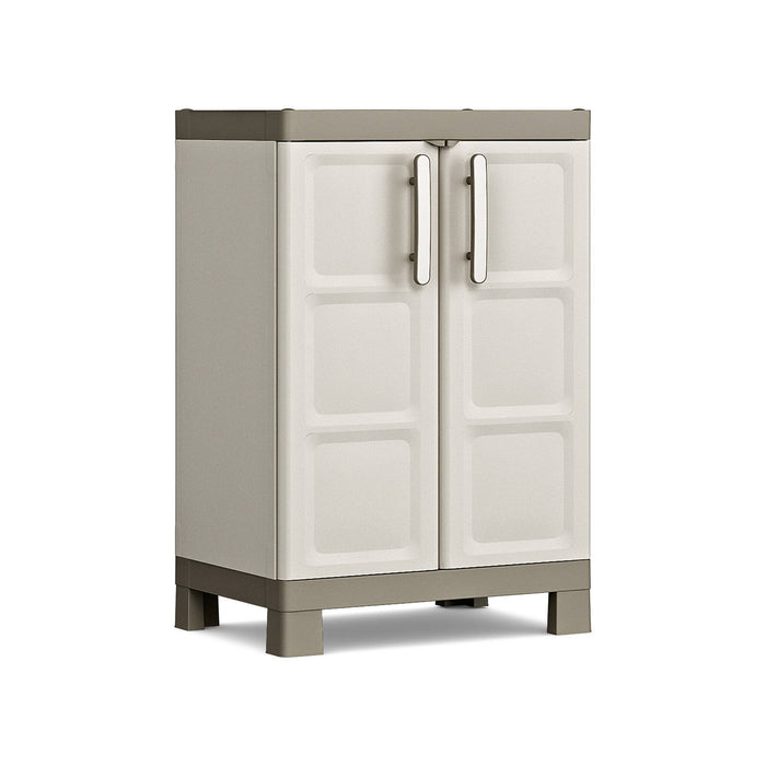 Armadio da esterno Strathmore, Mobile outdoor, Mobiletto giardino multiuso, Contenitore per balcone o garage, Made in Italy, 65x45 h97 cm, Sabbia