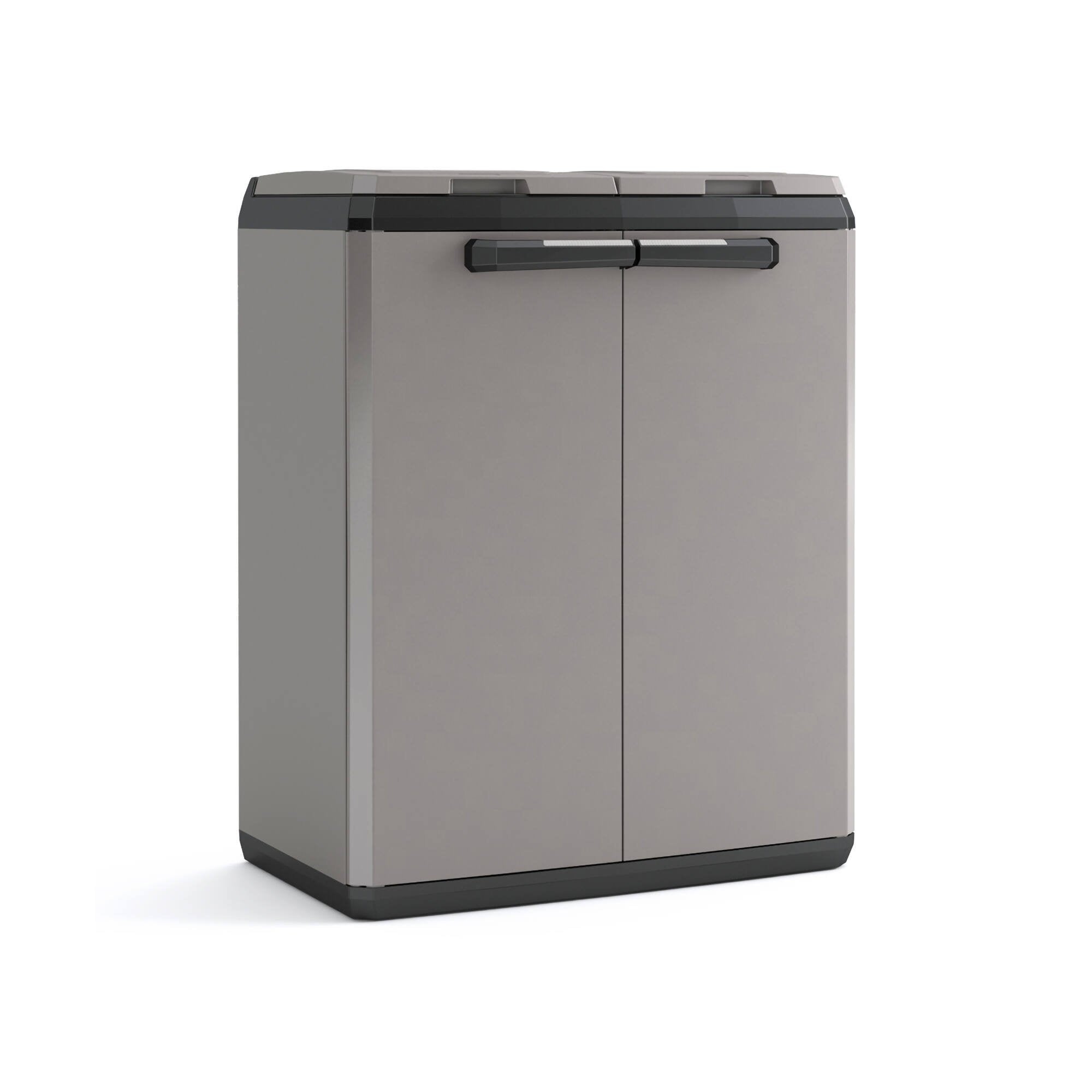 Armadio da esterno Rimouski, Mobile outdoor, Mobiletto giardino multiuso, Contenitore per balcone o garage, Made in Italy, 68x39 h85 cm, Grigio