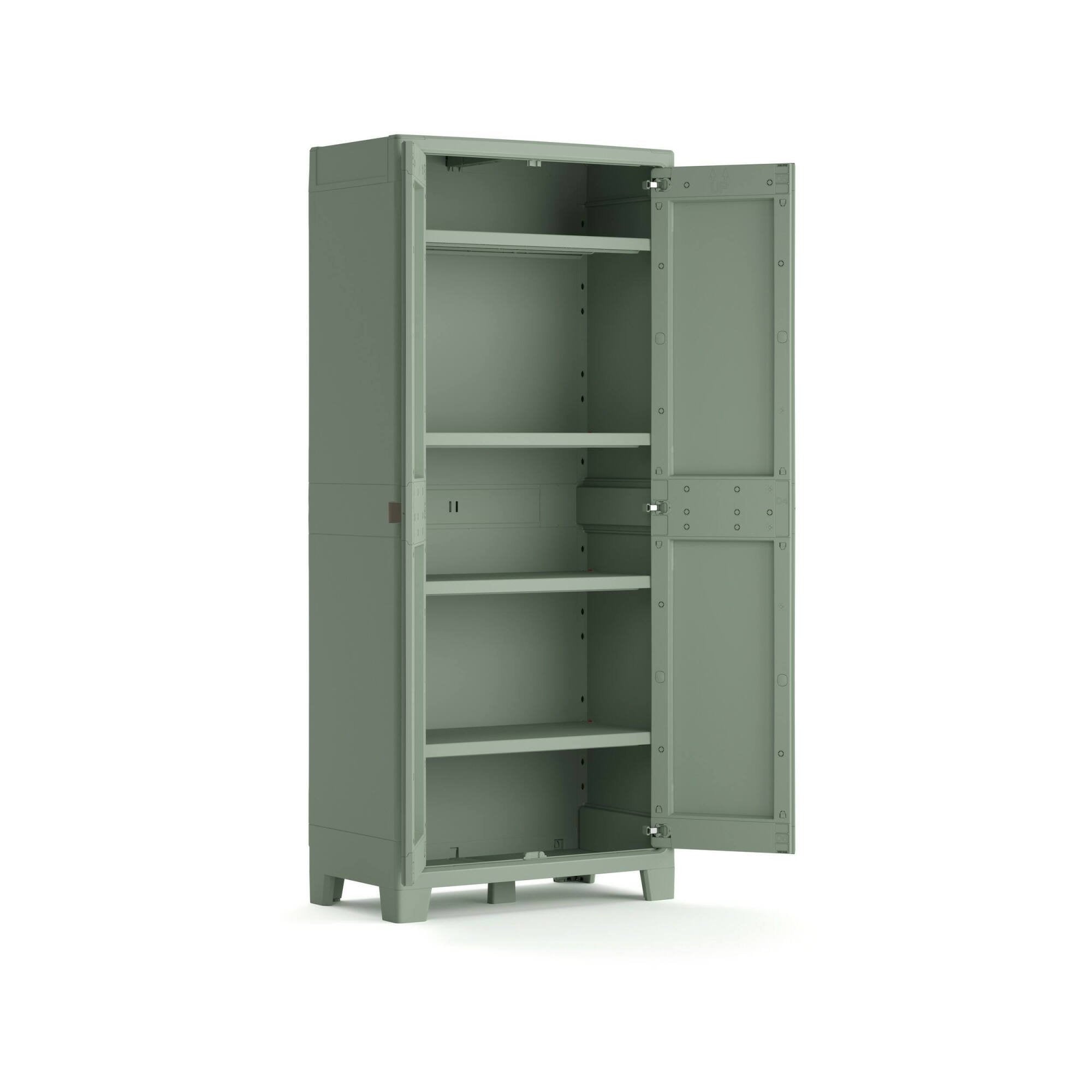 Armadio da esterno Quesnel, Mobile outdoor, Mobiletto giardino multiuso, Made in Italy, 80x44 h182 cm, Grigio e Verde